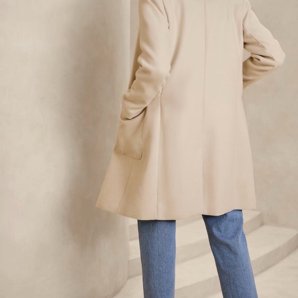 Banana Republic Factory Classic Coat Oyster Pearl/Cream Petite Large NWOT - Picture 2 of 8